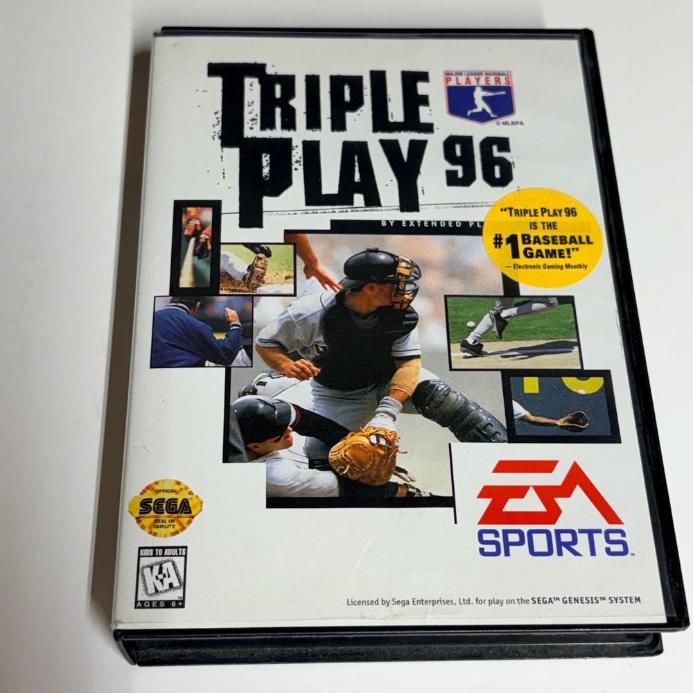 EA Sports Triple Play 96 Sega Genesis Game with Original‎ Case 16-Bit Baseball